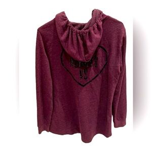 Victoria's Secret Medium Burgundy Sequins Heart Always VS Hoodie Sweatshirt